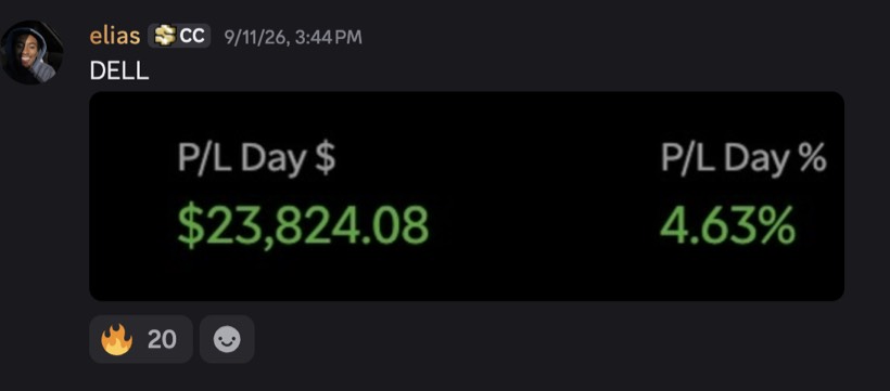 elias: +$23,824.08 One day on DELL (+4.63%)